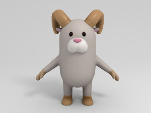 rigged cartoon ram model 3D मॉडल