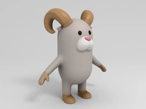 rigged cartoon ram model 3D Model