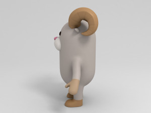 rigged cartoon ram model 3D मॉडल
