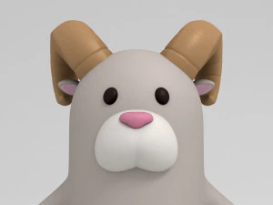 rigged cartoon ram model 3D Model