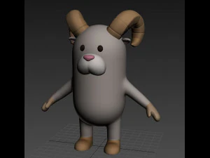 rigged cartoon ram model 3D Model
