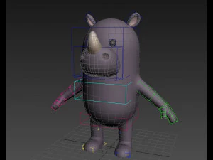 कठोर कार्टून गैंडा 3D मॉडल