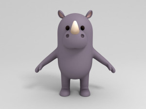 rigged cartoon rhinoceros 3D मॉडल