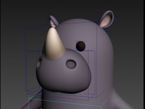 rigged cartoon rhinoceros 3D मॉडल