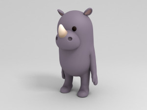 rigged cartoon rhinoceros 3D मॉडल