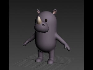rigged cartoon rhinoceros 3D मॉडल