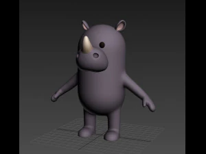 कठोर कार्टून गैंडा 3D मॉडल