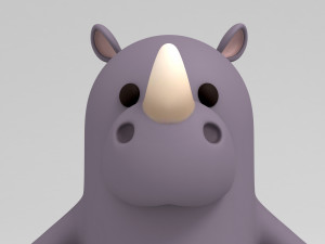 rigged cartoon rhinoceros 3D मॉडल