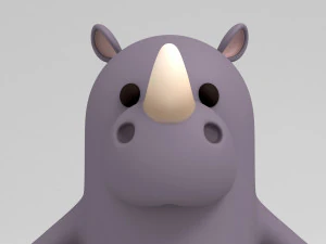 कठोर कार्टून गैंडा 3D मॉडल