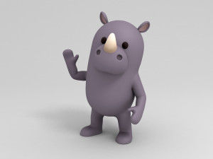 rigged cartoon rhinoceros 3D मॉडल