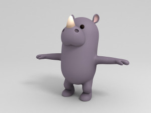 rigged cartoon rhinoceros 3D मॉडल