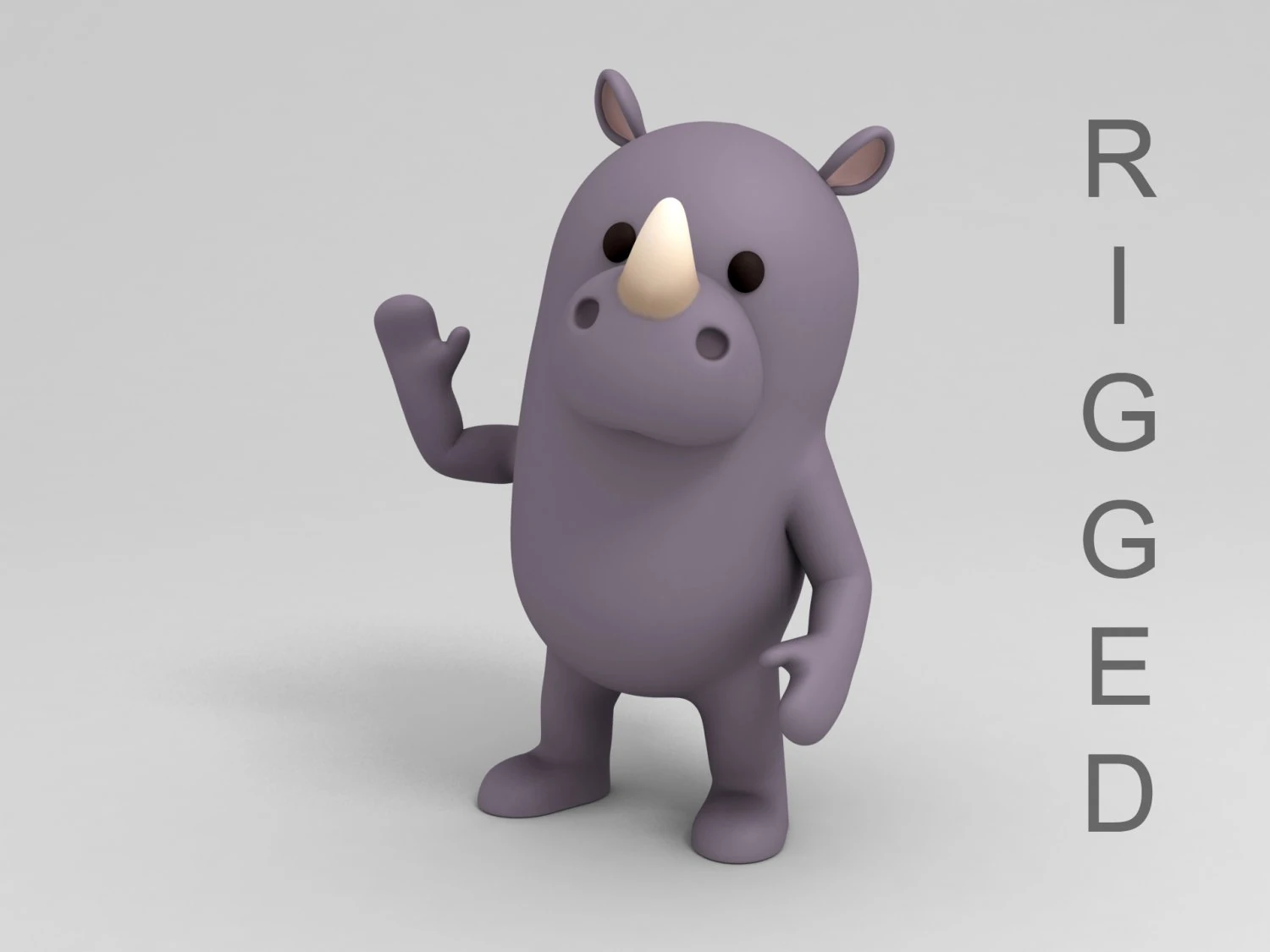 कठोर कार्टून गैंडा 3D मॉडल .c4d .max .obj .3ds .fbx .stl .blend