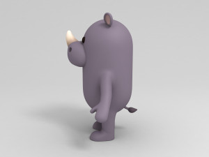 rigged cartoon rhinoceros 3D मॉडल