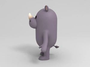 कठोर कार्टून गैंडा 3D मॉडल