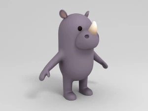 कठोर कार्टून गैंडा 3D मॉडल