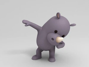 कठोर कार्टून गैंडा 3D मॉडल