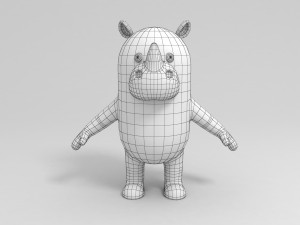 rigged cartoon rhinoceros 3D मॉडल