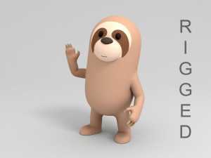 rigged cartoon sloth 3D मॉडल