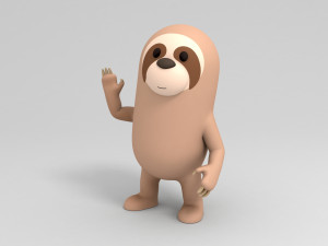 rigged cartoon sloth 3D Model
