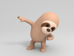rigged cartoon sloth 3D Model