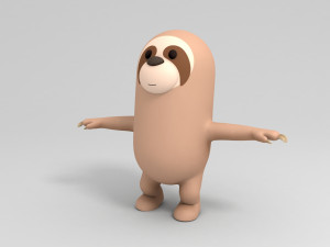 rigged cartoon sloth 3D Model