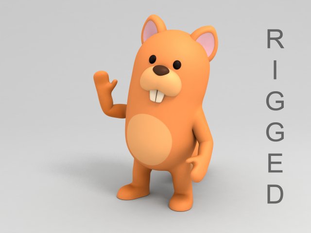 rigged cartoon squirrel 3D 模型 .c4d .max .obj .3ds .fbx .stl .blend 