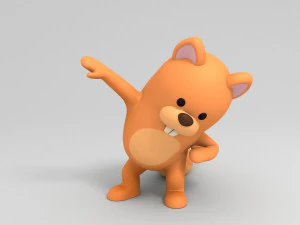 rigged cartoon squirrel 3D Model
