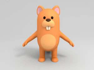 rigged cartoon squirrel 3D Model