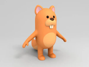 rigged cartoon squirrel 3D Model