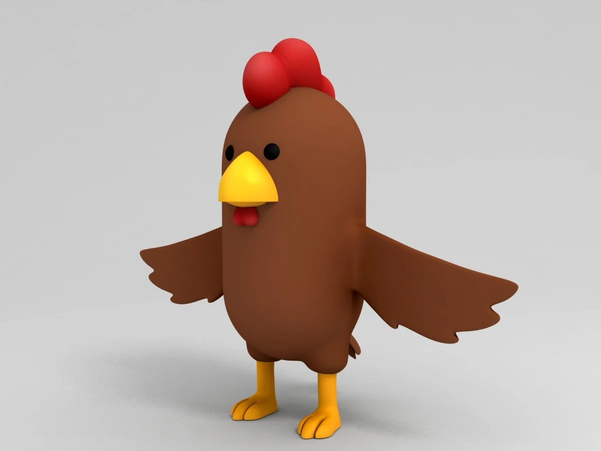 brauner H&uuml;hnercharakter 3D Modell .c4d .max .obj .3ds .fbx .stl .blend 