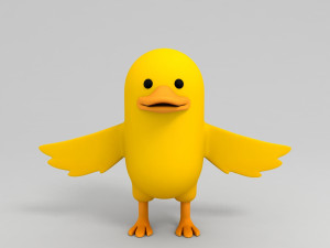 3d yellow duck character 3D मॉडल
