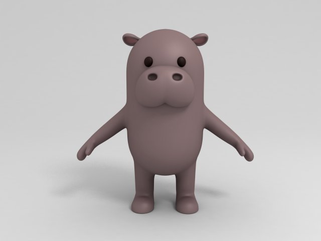 cartoon hippopotamus 3D मॉडल .c4d .max .obj .3ds .fbx .stl .blend 
