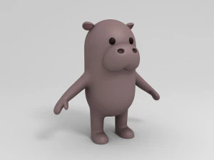cartoon hippopotamus 3D Model
