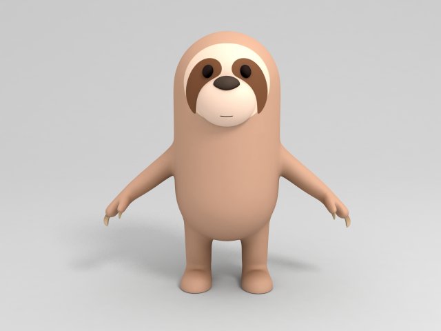 cartoon sloth 3D मॉडल .c4d .max .obj .3ds .fbx .stl .blend 