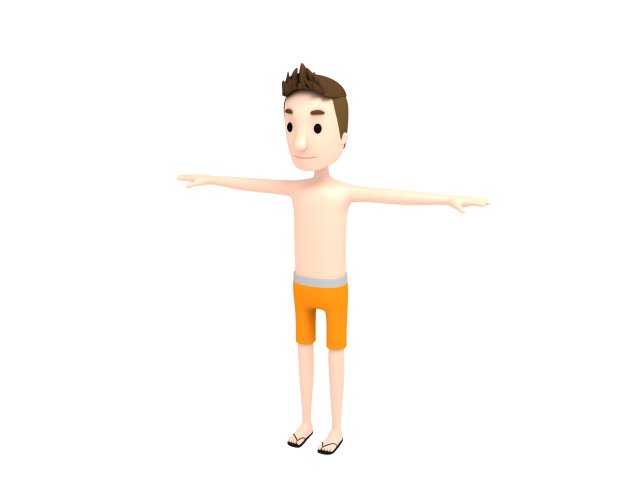 cartoonman018 beachman 3D Модель .c4d .max .obj .3ds .fbx .stl .blend 