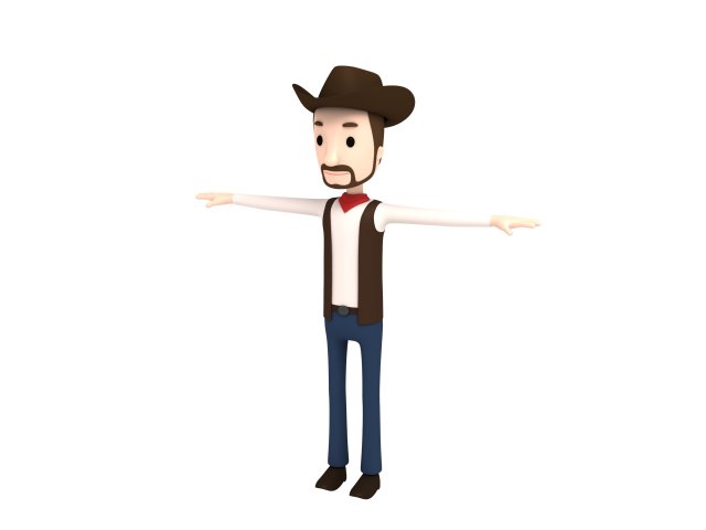 cartoonman019 cowboy 3D Модель .c4d .max .obj .3ds .fbx .stl .blend 