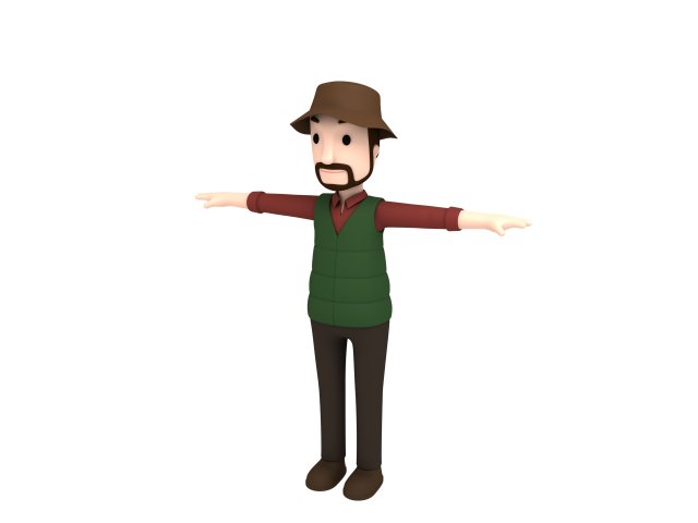 cartoonman027 campingman 3D Model .c4d .max .obj .3ds .fbx .stl .blend 