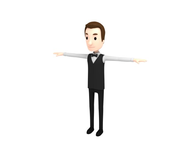 cartoonman029-waiter 3D 모델 .c4d .max .obj .3ds .fbx .stl .blend 