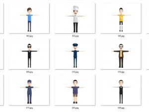 cartoon man pack 1 3D Model