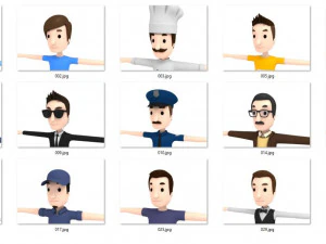 cartoon man pack 1 3D Model