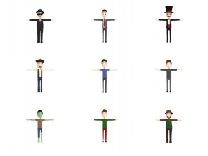 cartoon man character pack2 3D Model