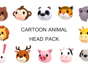 cartoon animal head pack 3Dモデル
