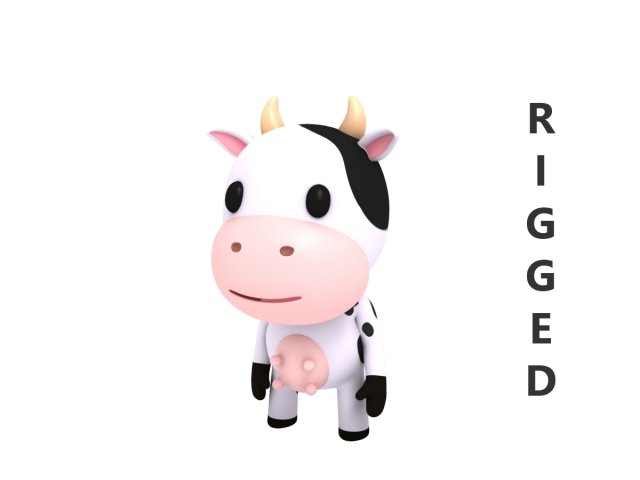 rigged cow Modèle 3D .c4d .max .obj .3ds .fbx .stl .blend 