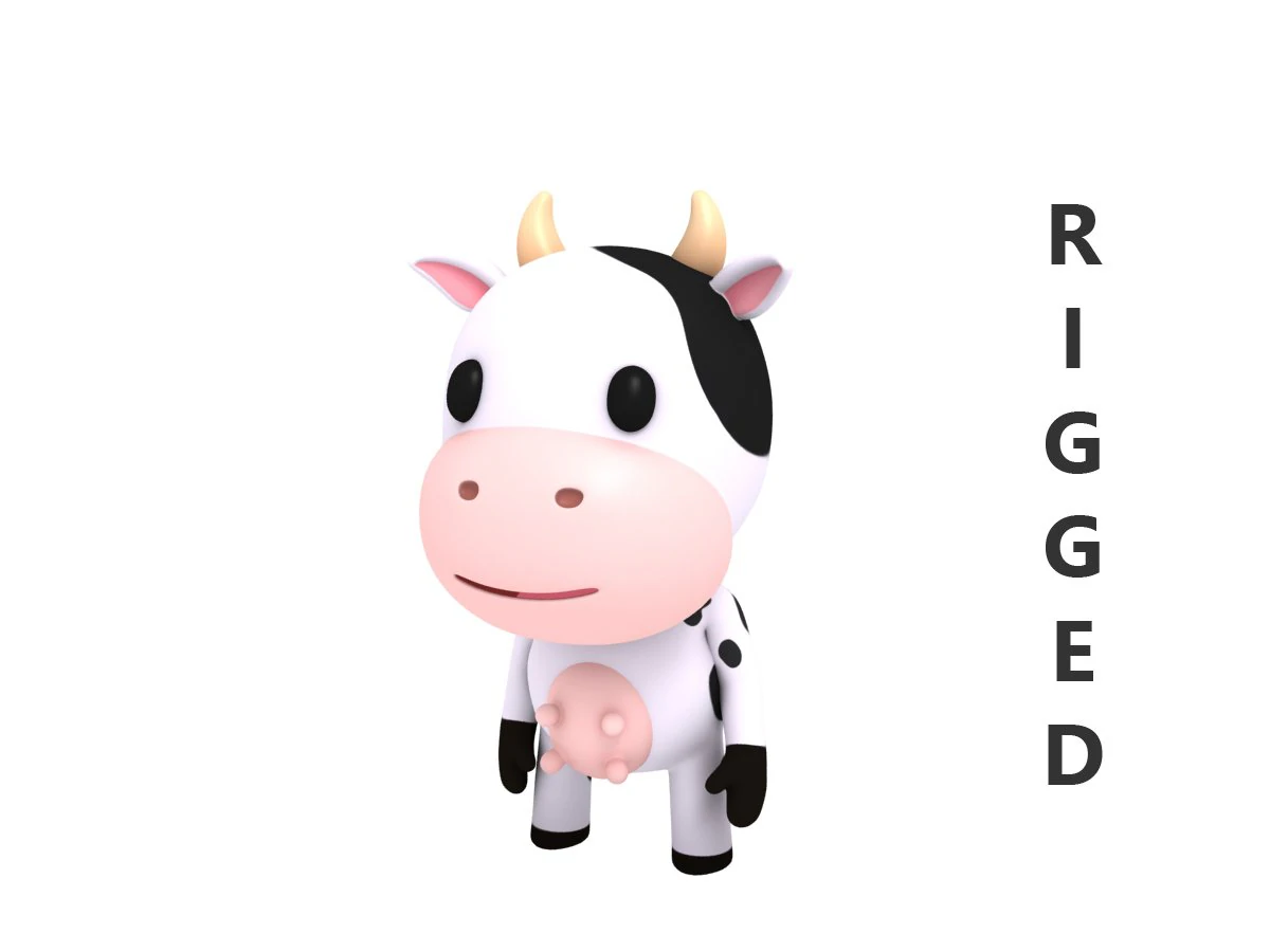 rigged cow 3D Model .c4d .max .obj .3ds .fbx .stl .blend