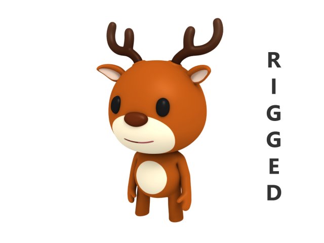 rigged deer 3D Model .c4d .max .obj .3ds .fbx .stl .blend 