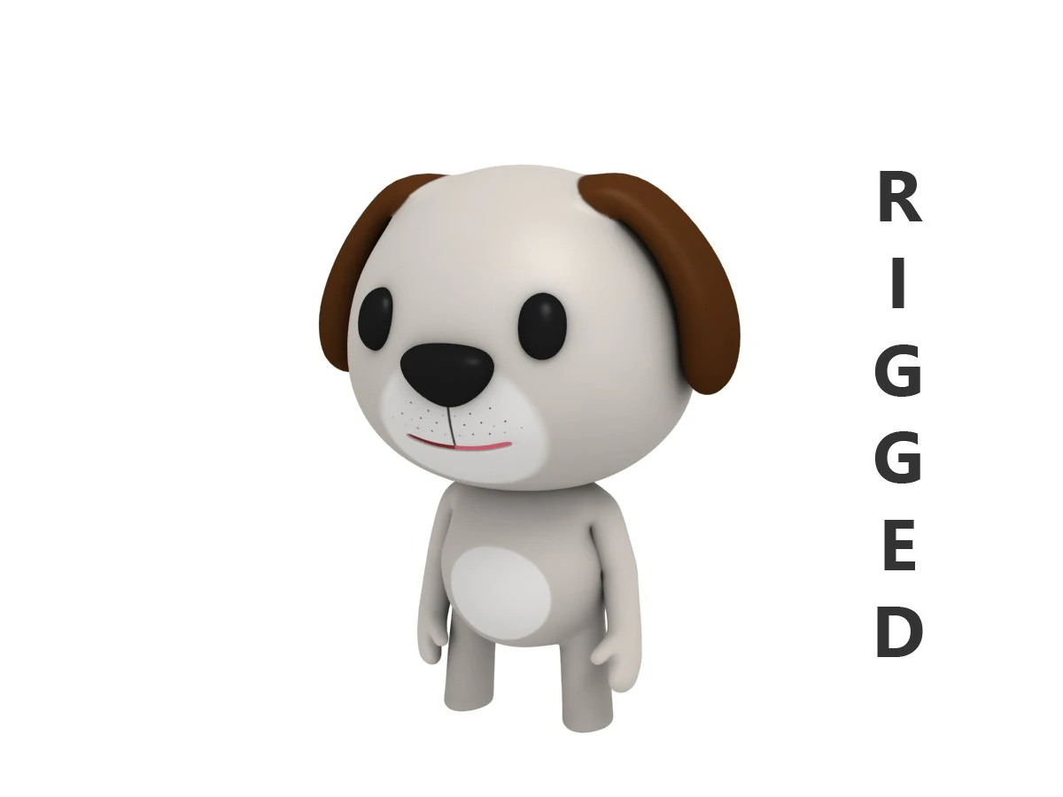 rigged dog 3D Model .c4d .max .obj .3ds .fbx .stl .blend 