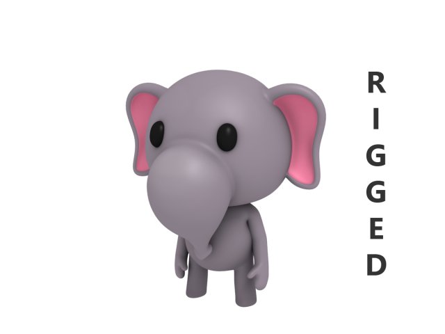 rigged elephant 3D 模型 .c4d .max .obj .3ds .fbx .stl .blend 