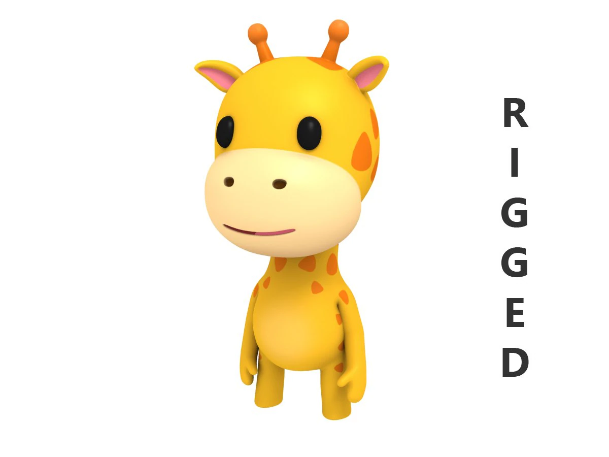 rigged giraffe 3D Model .c4d .max .obj .3ds .fbx .stl .blend 