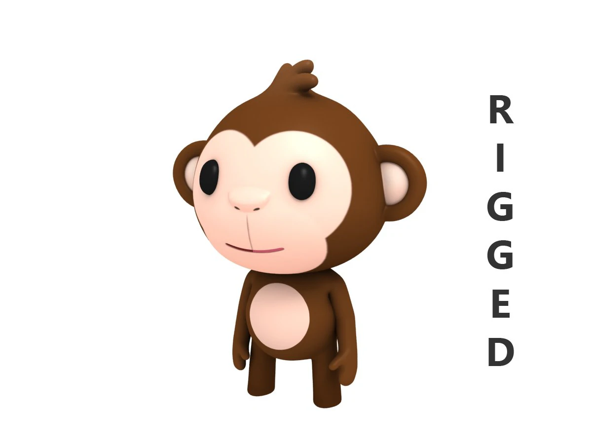 rigged monkey 3D Model .c4d .max .obj .3ds .fbx .stl .blend 