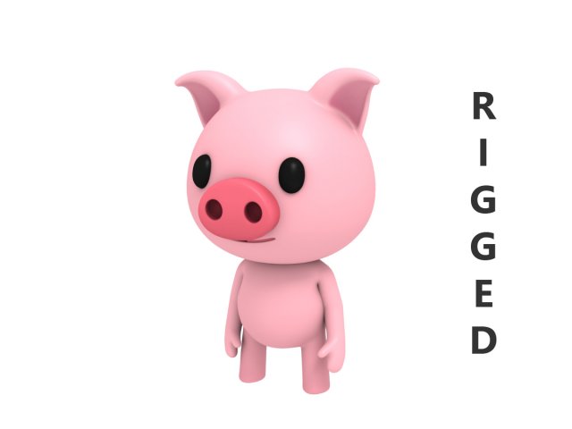 rigged pig 3D Model .c4d .max .obj .3ds .fbx .stl .blend 